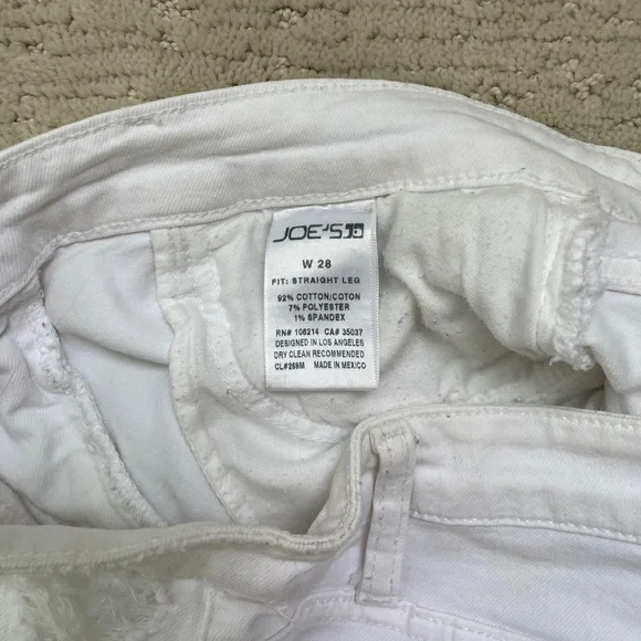 Joe’s Jeans White Distressed Skinny Jeans Mid Rise Ripped Denim | Size 28 - Picture 12 of 13
